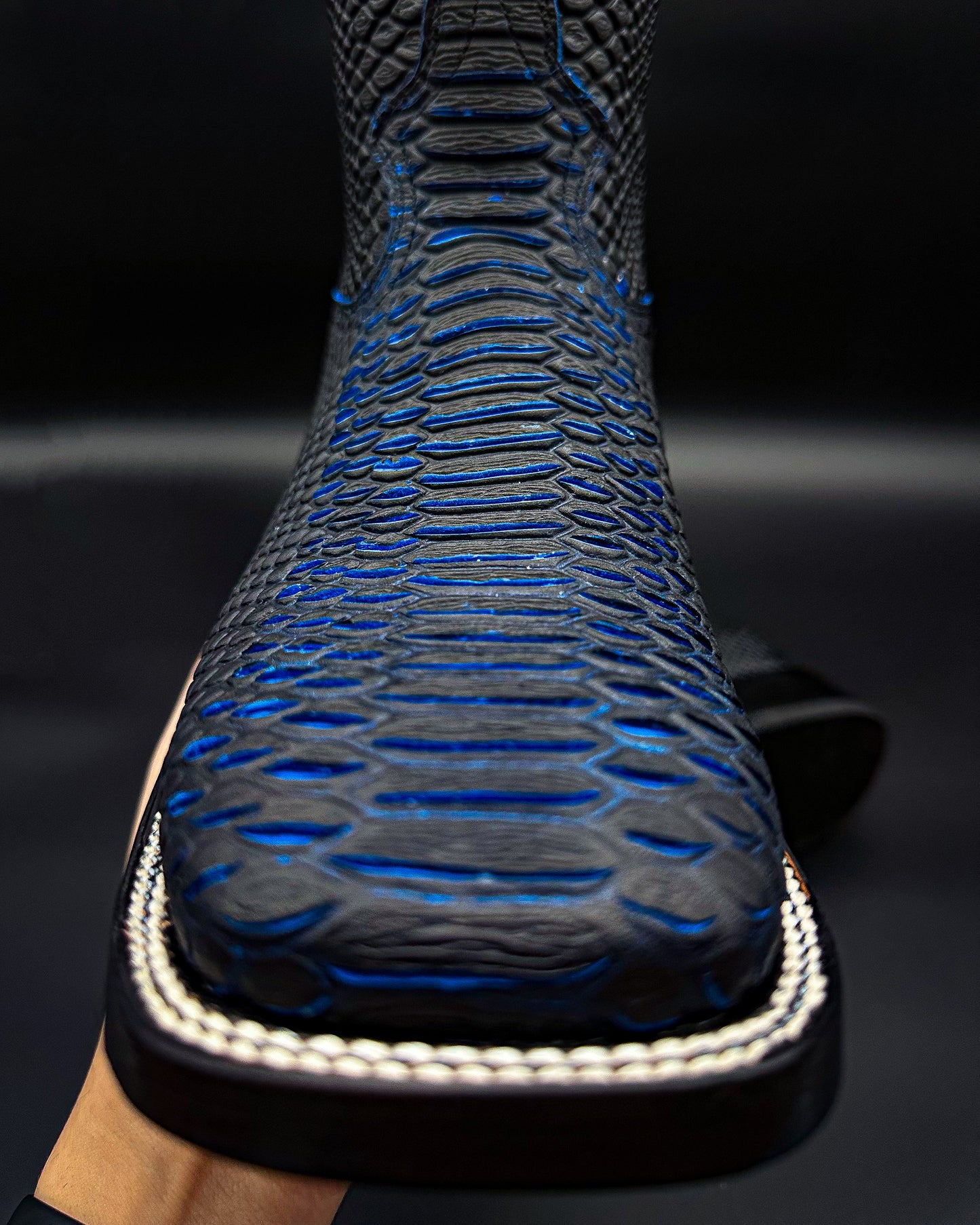 Cowboy Boot Blue Full Python Print