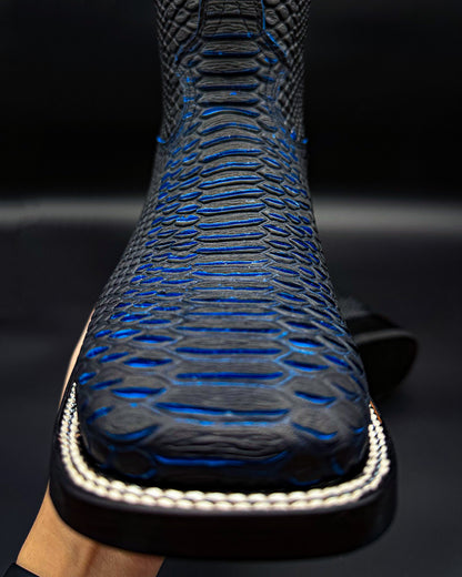 Cowboy Boot Blue Full Python Print