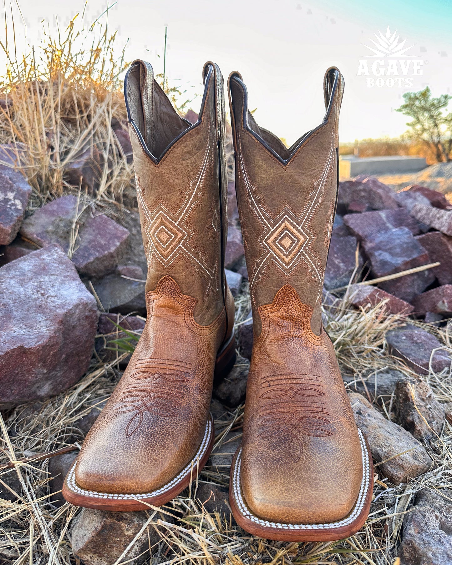 TEXAS LIGHT BROWN | MEN SQUARE TOE COWBOY BOOTS