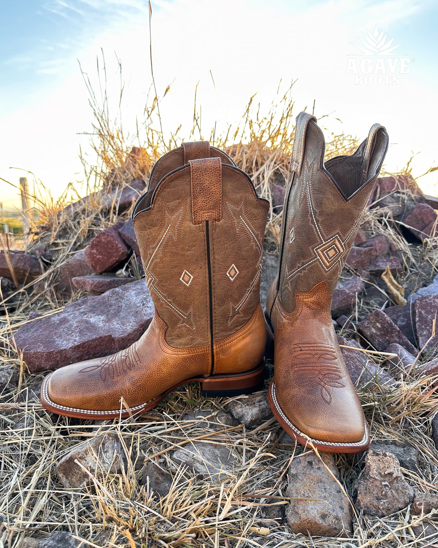 TEXAS LIGHT BROWN | MEN SQUARE TOE COWBOY BOOTS