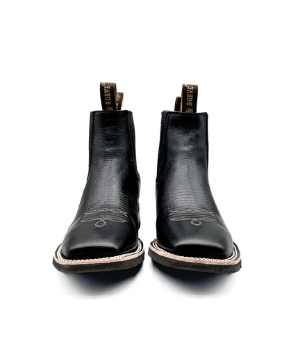 Ankle Boot Black Smooth Tumbled Rubber Sole