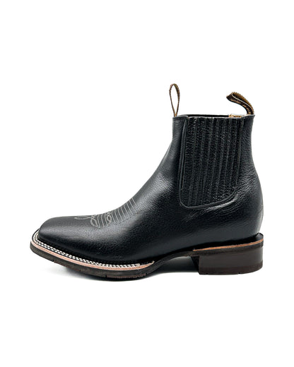 Ankle Boot Black Smooth Tumbled Rubber Sole