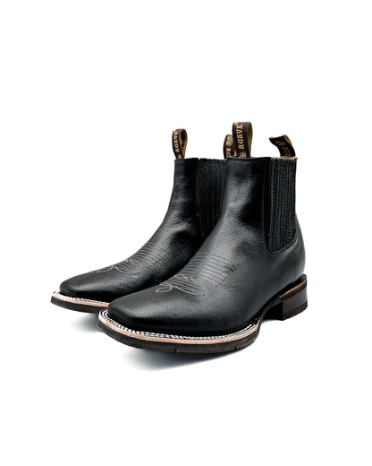 Ankle Boot Black Smooth Tumbled Rubber Sole