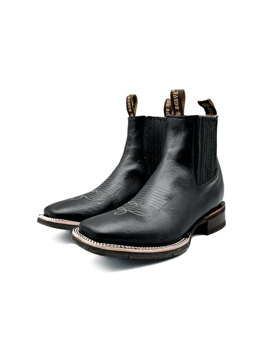 Ankle Boot Black Smooth Tumbled Rubber Sole
