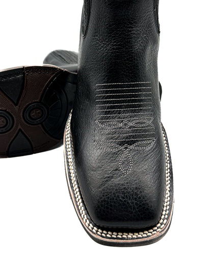 Ankle Boot Black Smooth Tumbled Rubber Sole