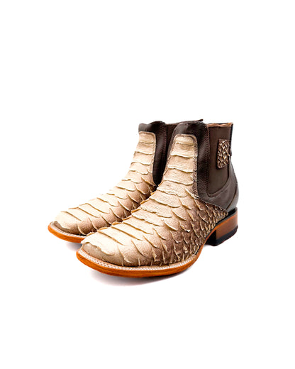 Ankle Boot Matte Beige & Brown Python