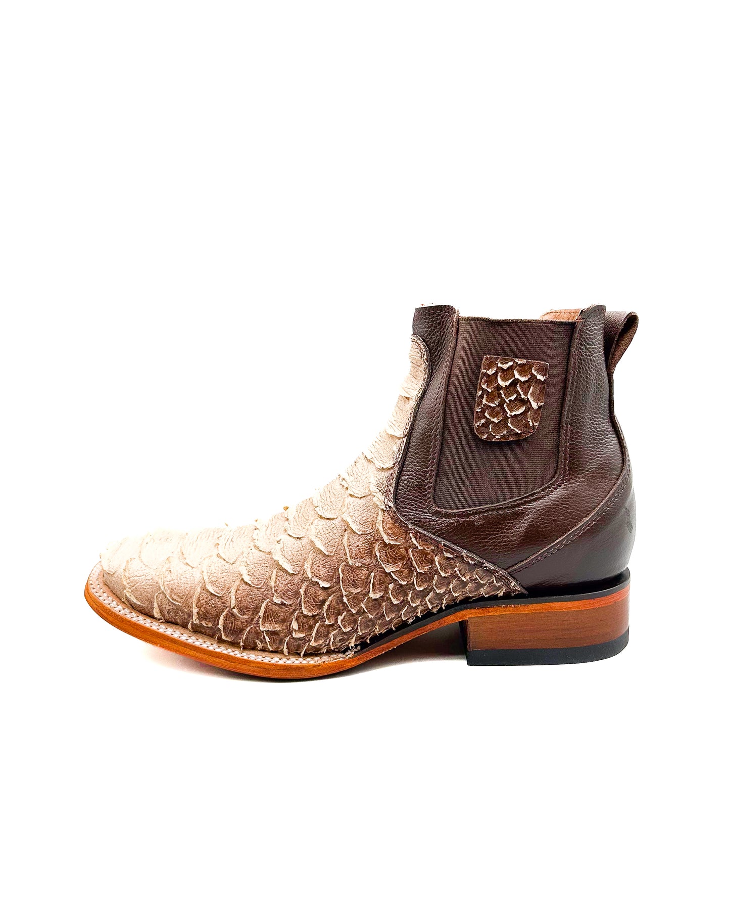 Ankle Boot Matte Beige & Brown Python