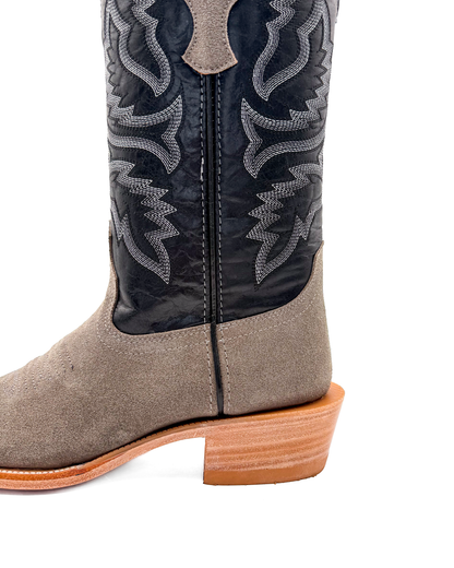 Cowboy Boot in Gray Rough Out Cutter Toe
