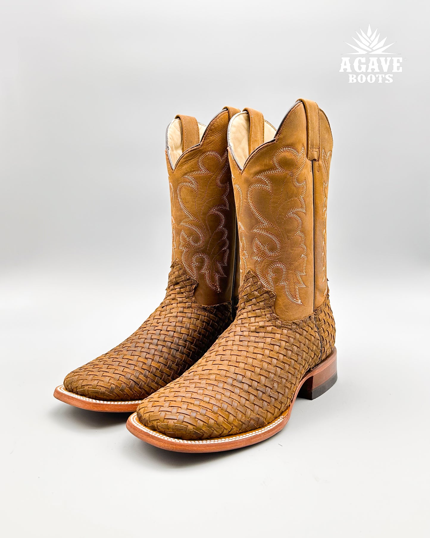 BASKET WEAVE PETATILLO HAND WOVEN | MEN SQUARE TOE WESTERN COWBOY BOOTS