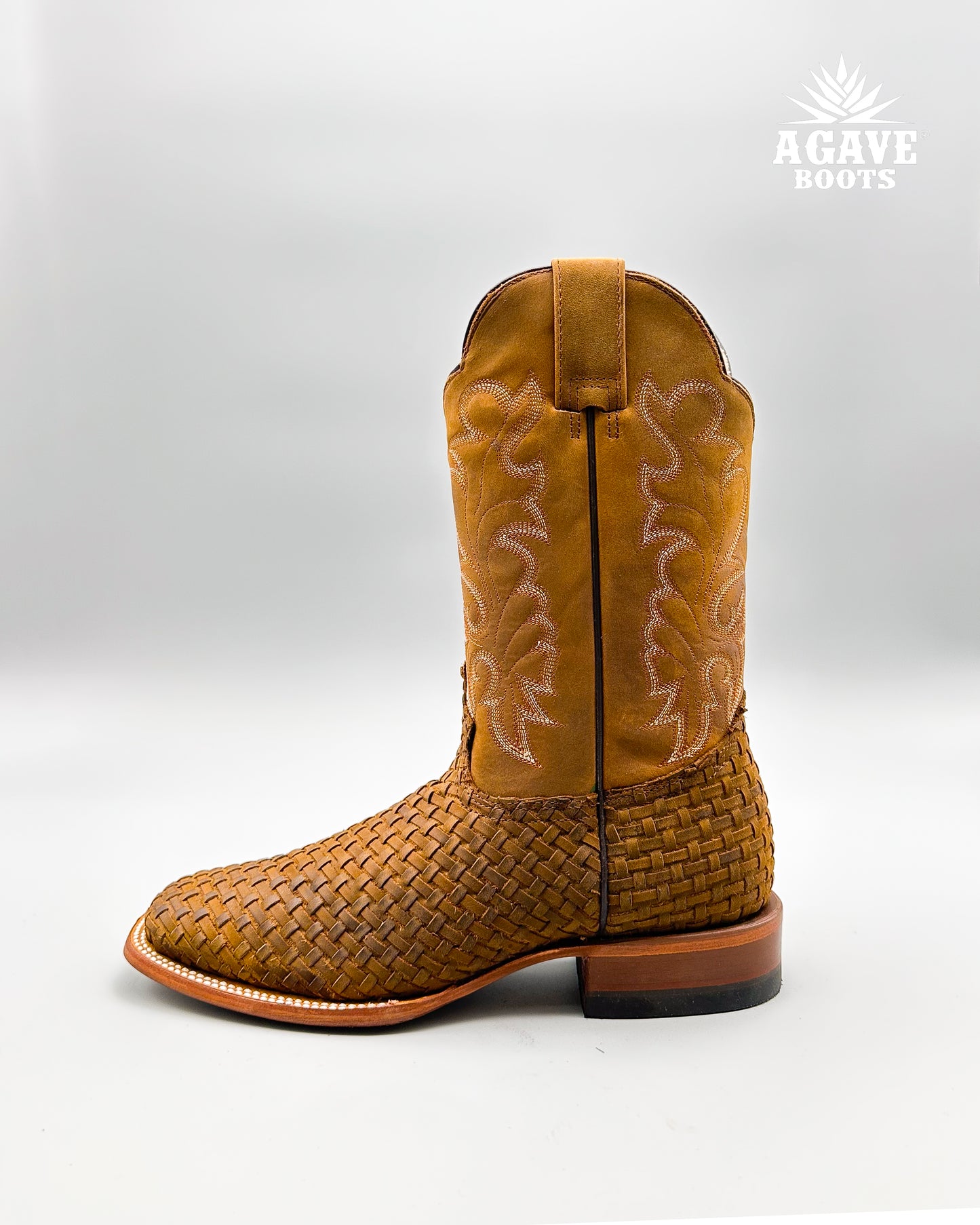 BASKET WEAVE PETATILLO HAND WOVEN | MEN SQUARE TOE WESTERN COWBOY BOOTS