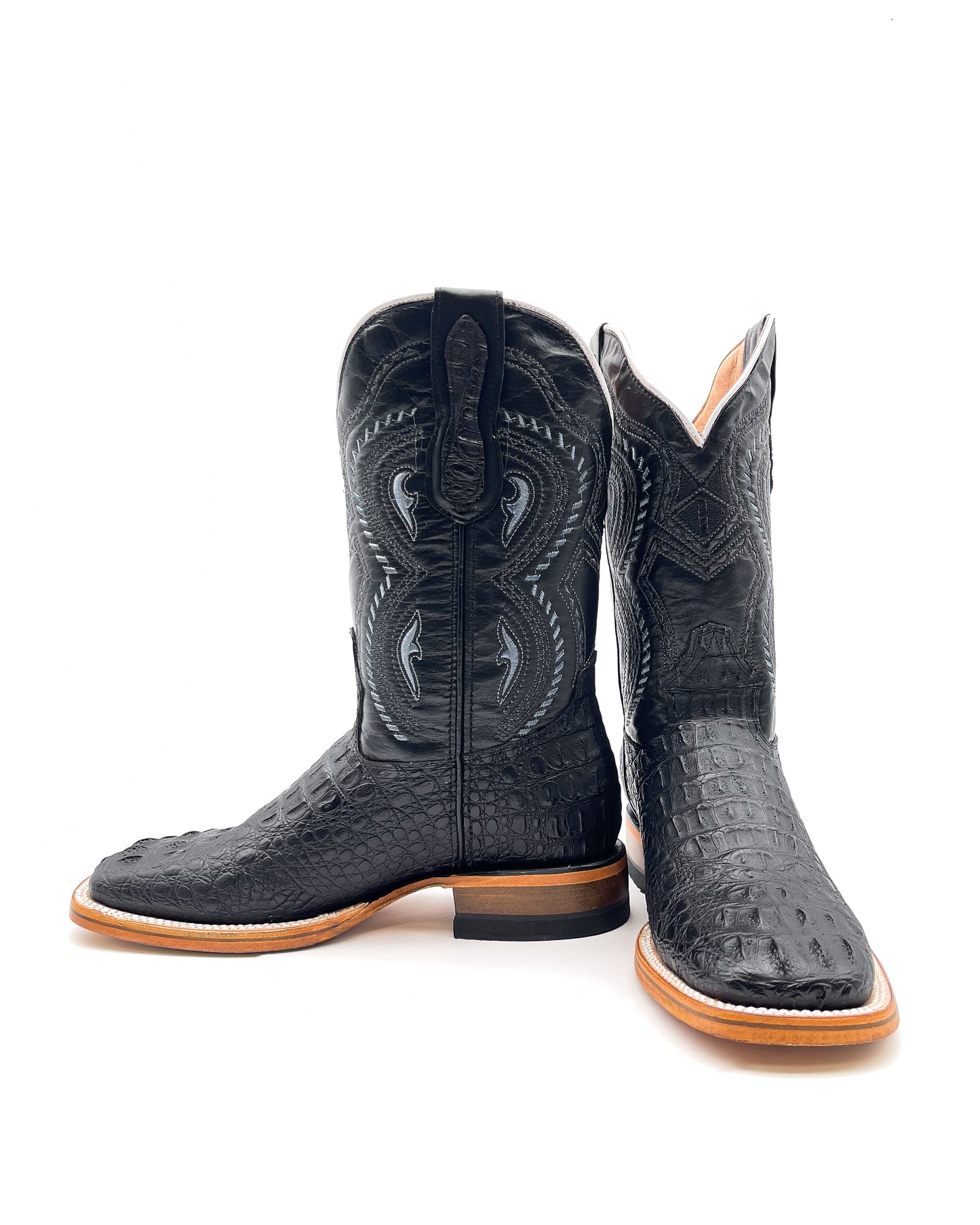 Cowboy Boot Black Caiman Hornback