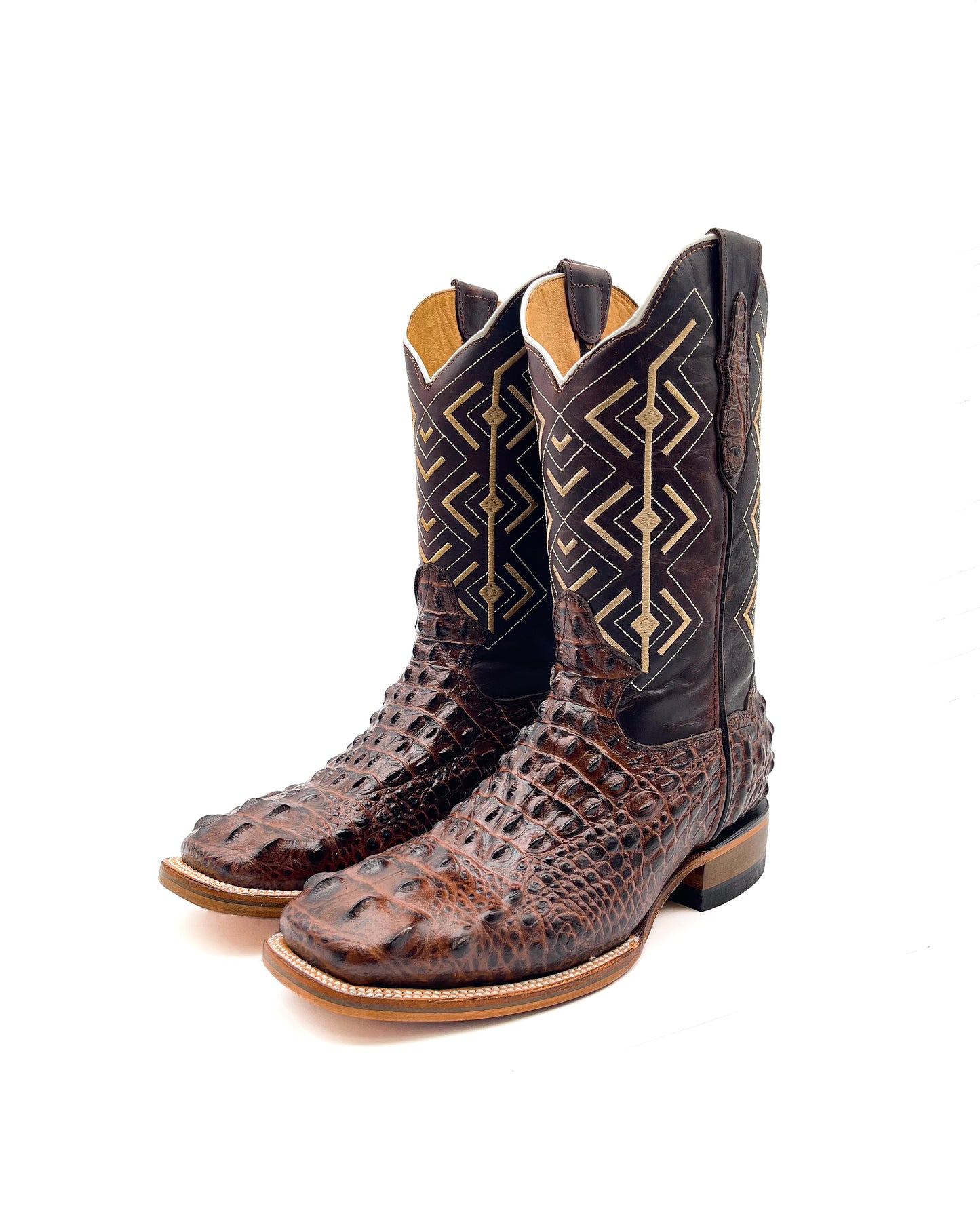BROWN CAIMAN HORNBACK | MEN SQUARE TOE BOOTS