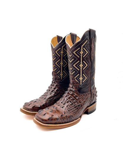BROWN CAIMAN HORNBACK | MEN SQUARE TOE BOOTS
