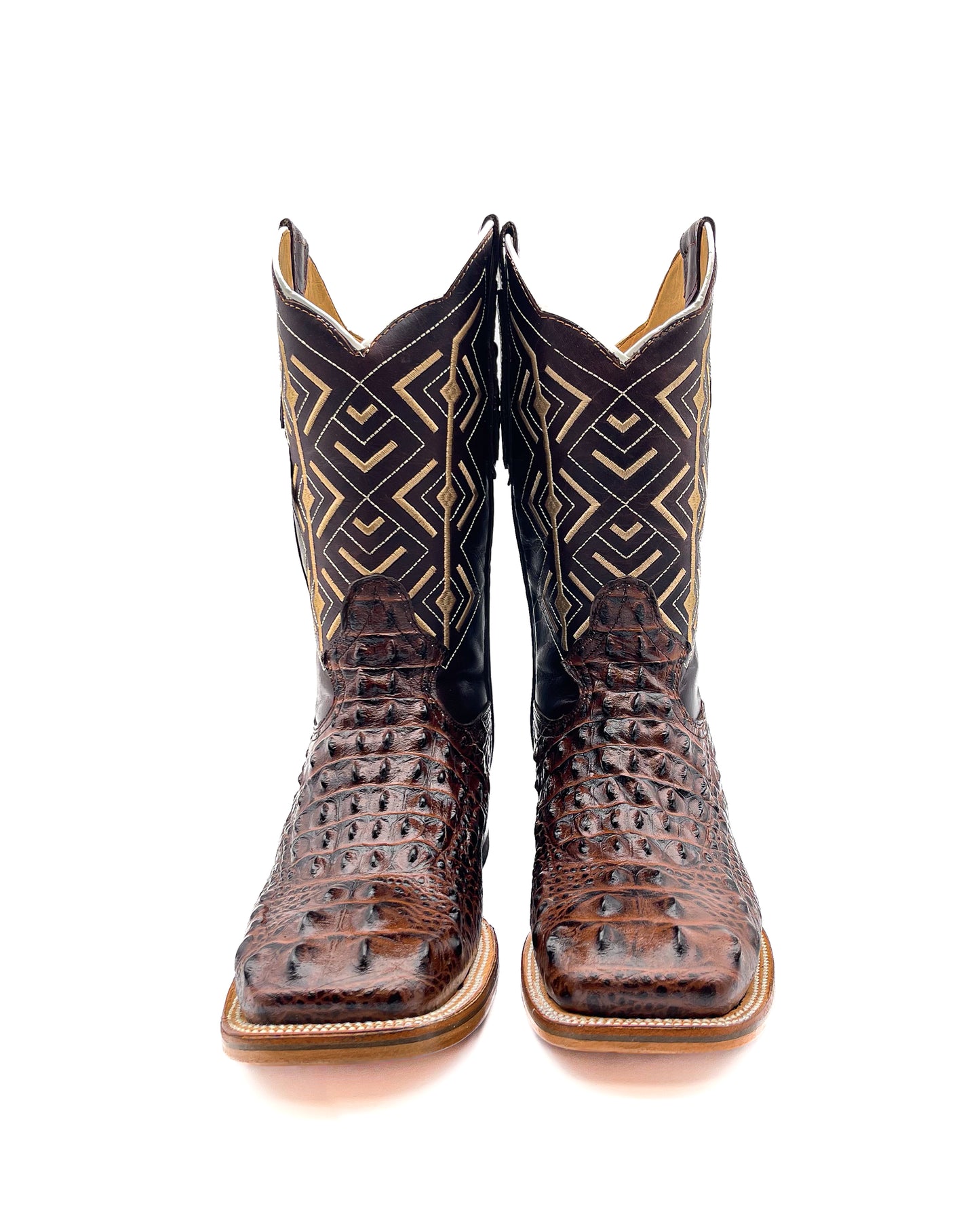 BROWN CAIMAN HORNBACK | MEN SQUARE TOE BOOTS