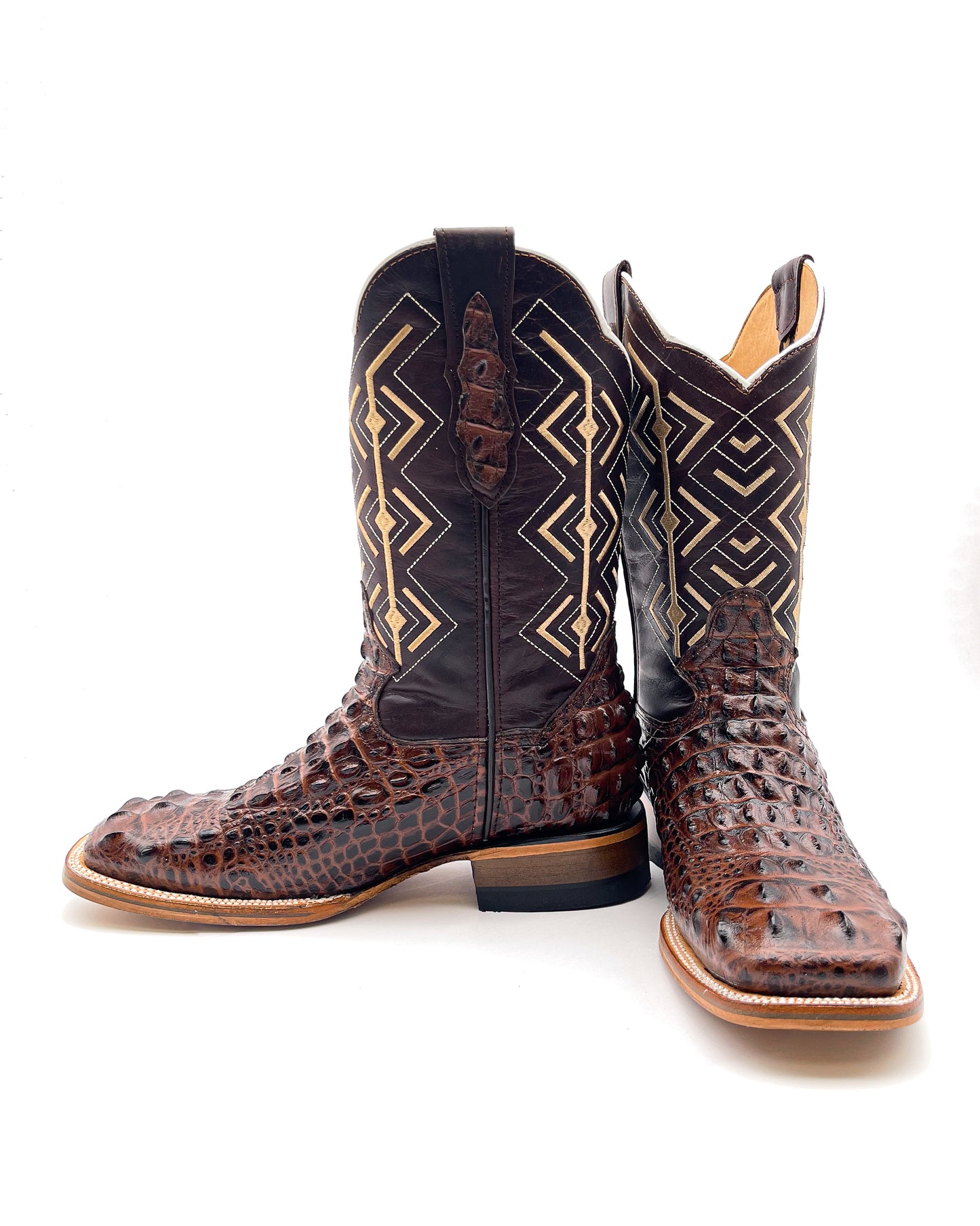 BROWN CAIMAN HORNBACK | MEN SQUARE TOE BOOTS