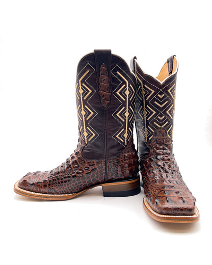BROWN CAIMAN HORNBACK | MEN SQUARE TOE BOOTS