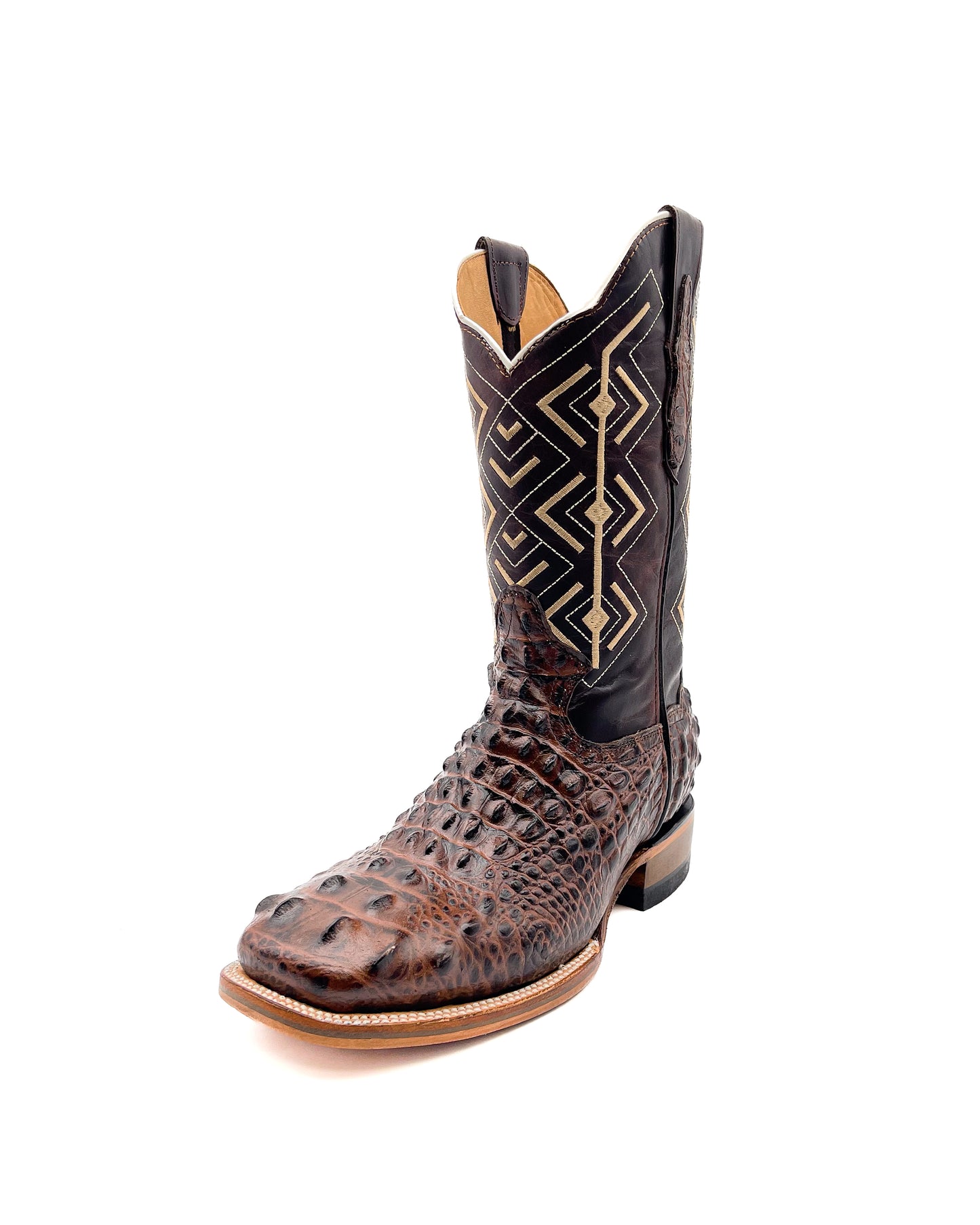 BROWN CAIMAN HORNBACK | MEN SQUARE TOE BOOTS