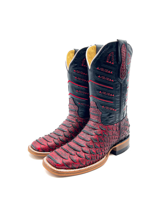 Cowboy Boot Black Cherry Python