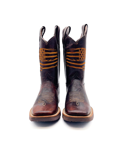 Cowboy Boot USA Flag Mocha Rubber Sole