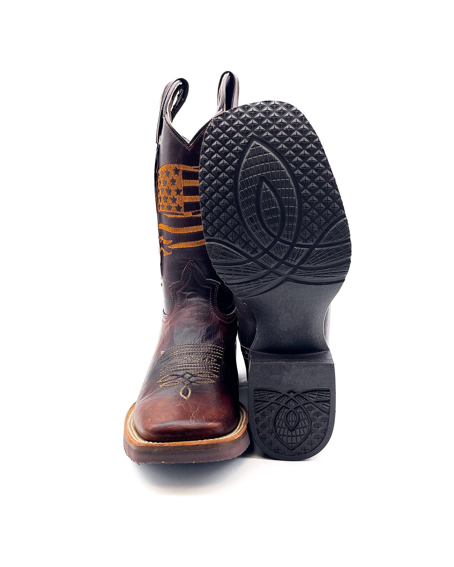 Cowboy Boot USA Flag Mocha Rubber Sole