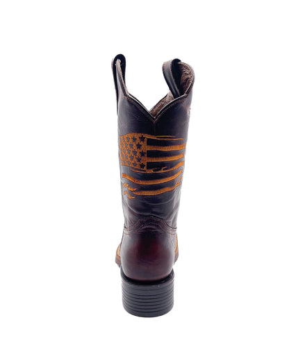 Cowboy Boot USA Flag Mocha Rubber Sole