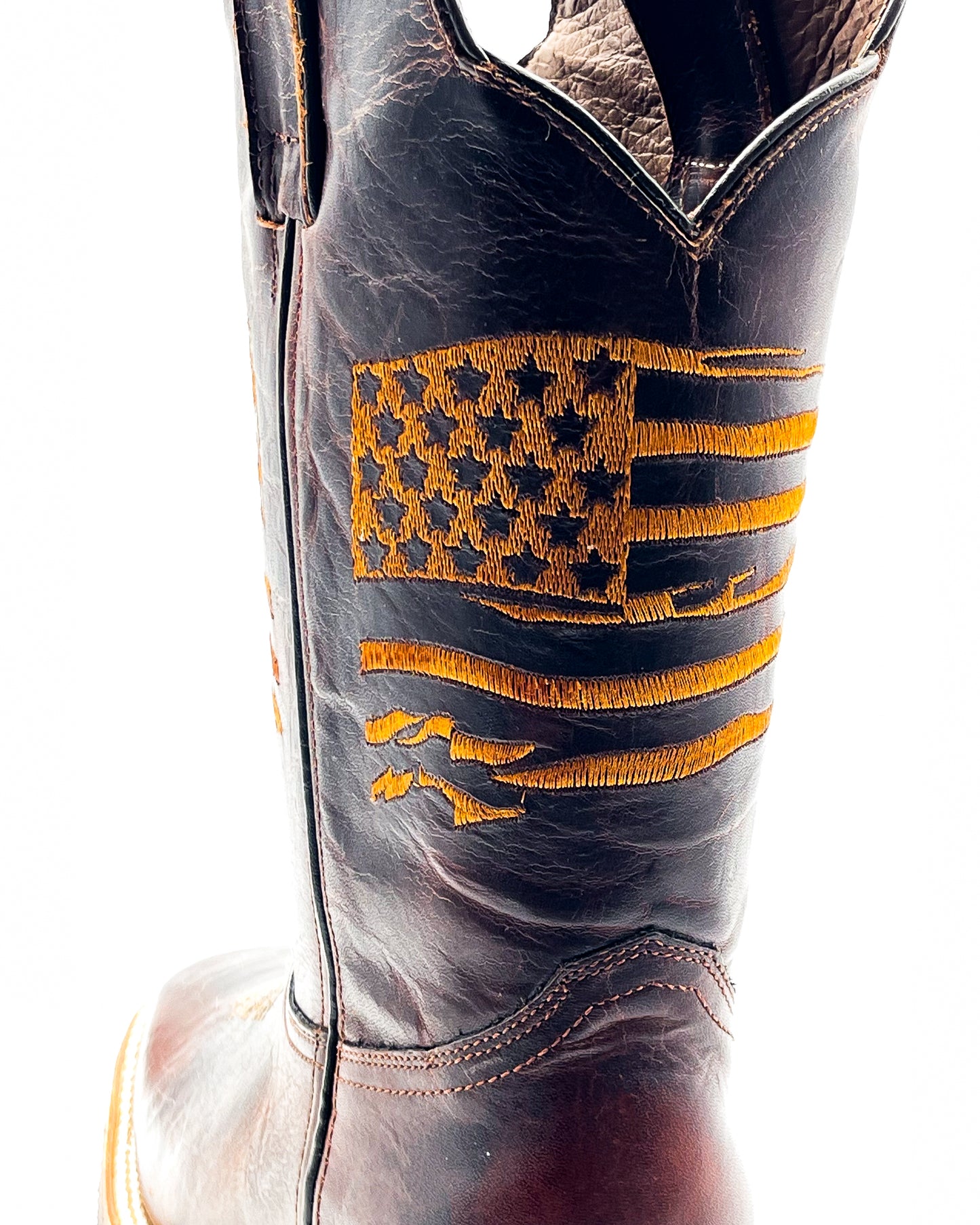 Cowboy Boot USA Flag Mocha Rubber Sole
