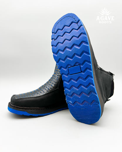 Zipper Shoe Blue Python Rubber Sole