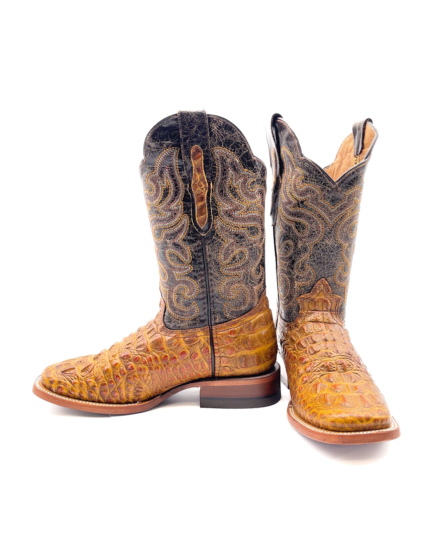 Cowboy Boot Caiman Hornback Neck Honey
