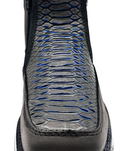 Zipper Shoe Blue Python Rubber Sole