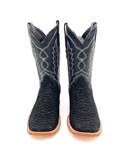 Cowboy Boot Genuine Black Matte Python
