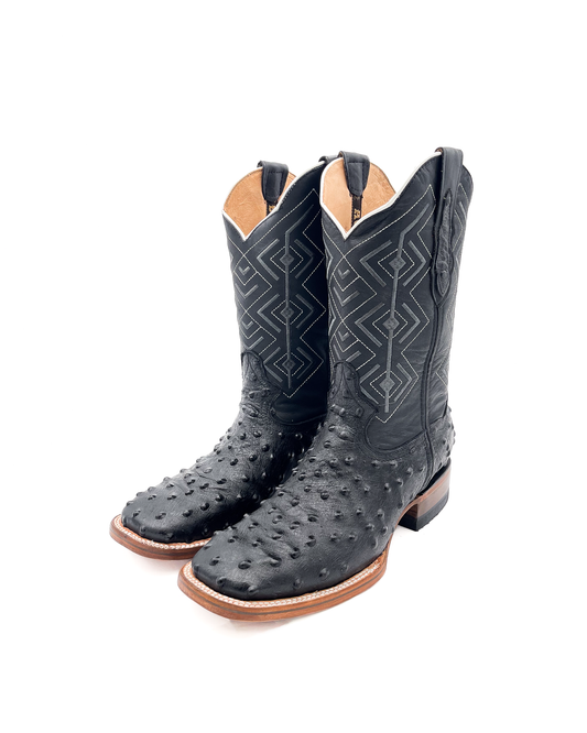 Cowboy Boot Black Ostrich
