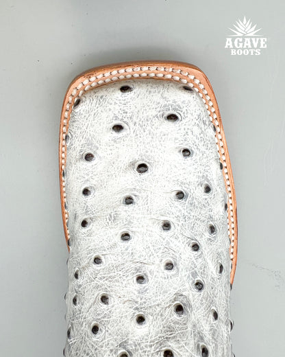 Cowboy Boot White Ostrich
