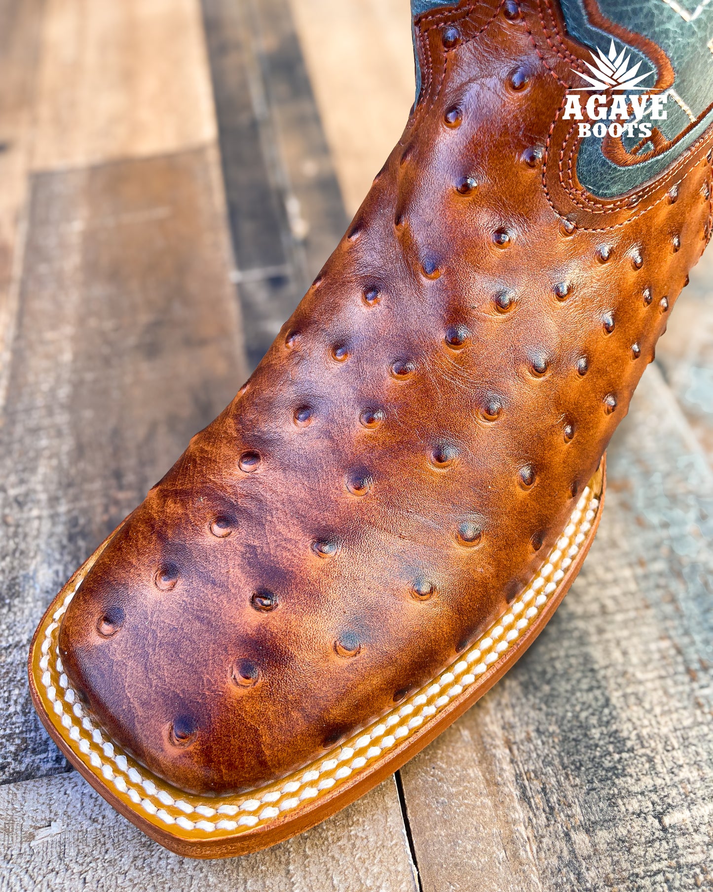 OSTRICH COGNAC | MEN SQUARE TOE WESTERN COWBOY BOOTS