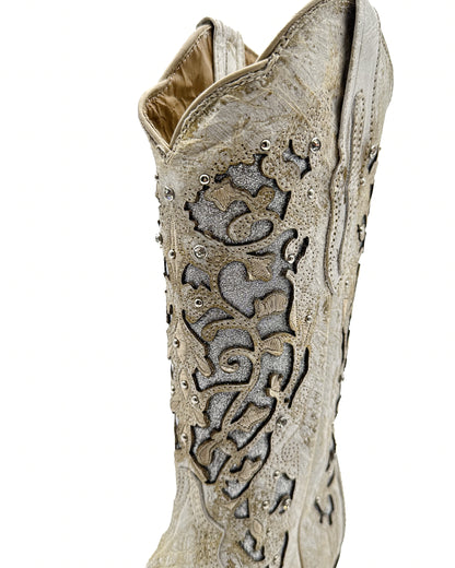 Cowboy Boot Clarissa Rustic White