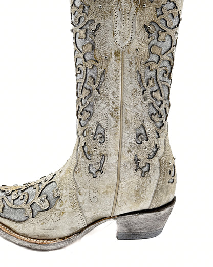 Cowboy Boot Clarissa Rustic White