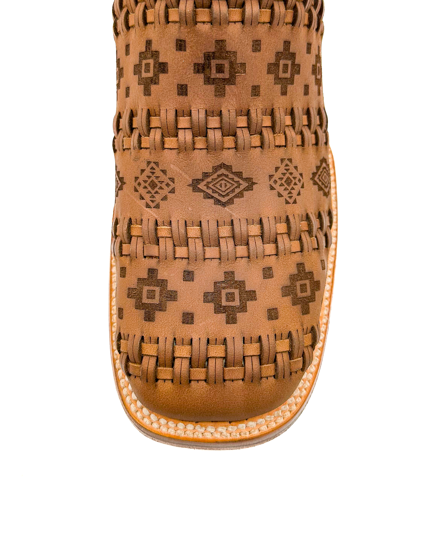 Cowboy Boot Brown Aztec Basket Weave Petatillo