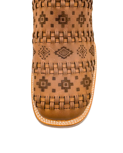 Cowboy Boot Brown Aztec Basket Weave Petatillo