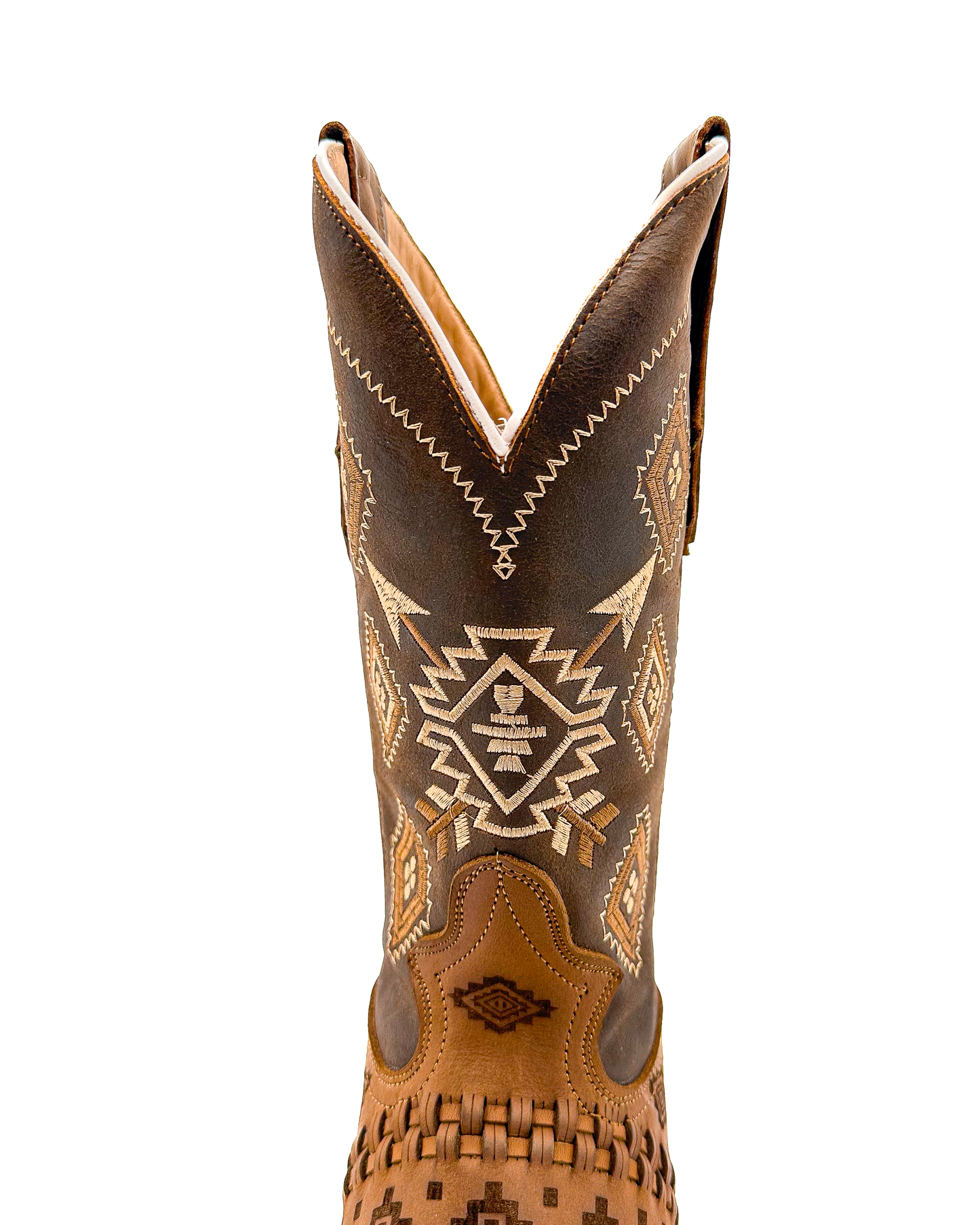 Cowboy Boot Brown Aztec Basket Weave Petatillo