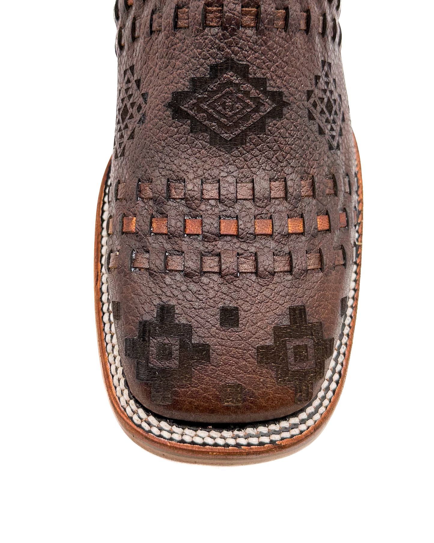 Cowboy Boot Brown Aztec Basket Weave Petatillo