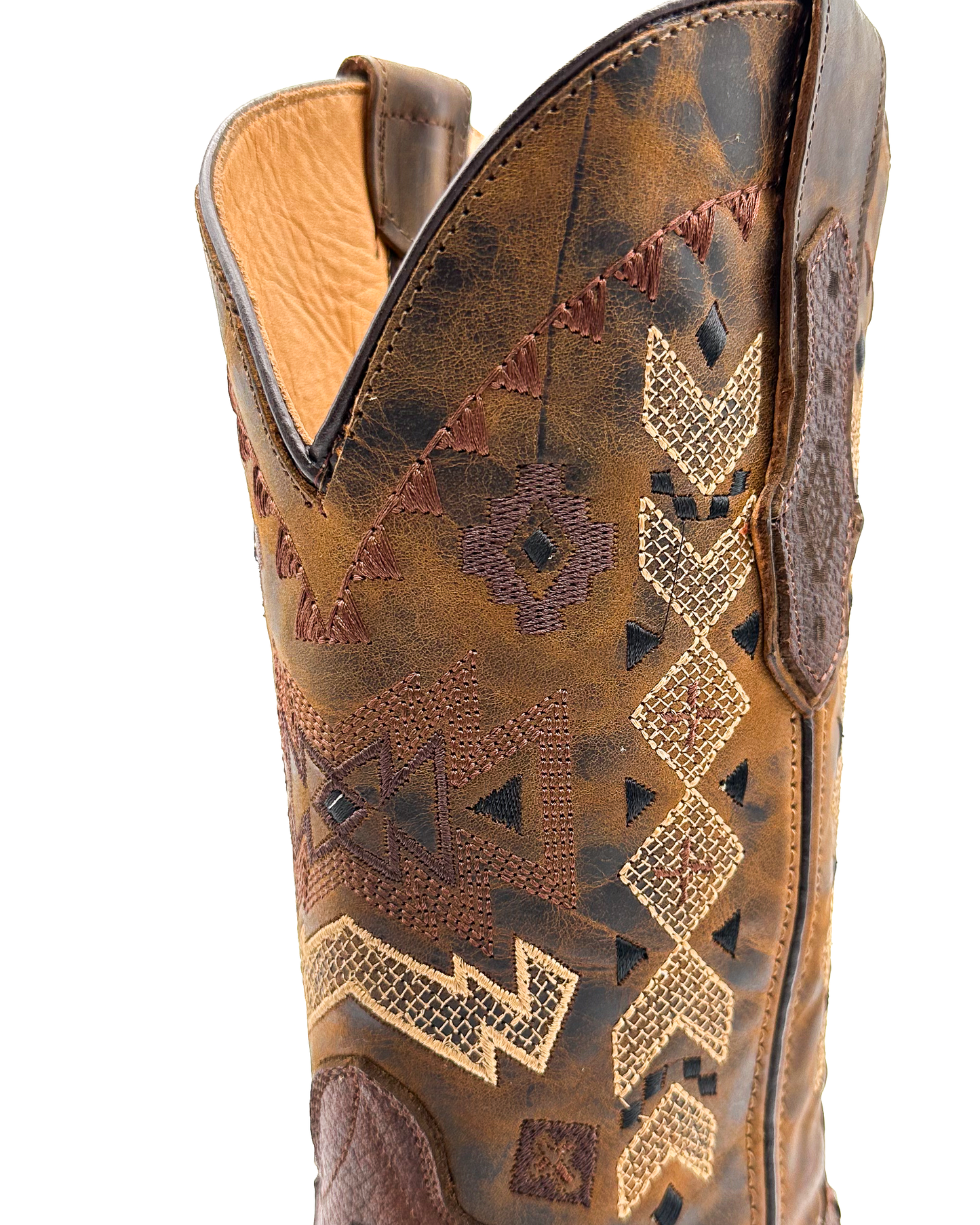 Cowboy Boot Brown Aztec Basket Weave Petatillo