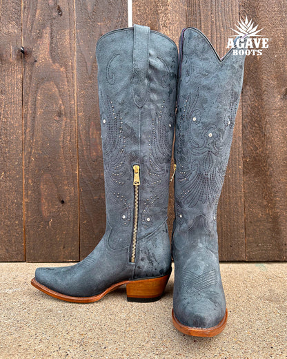 BLACK SUEDE | WOMEN TALL COWBOY BOOTS