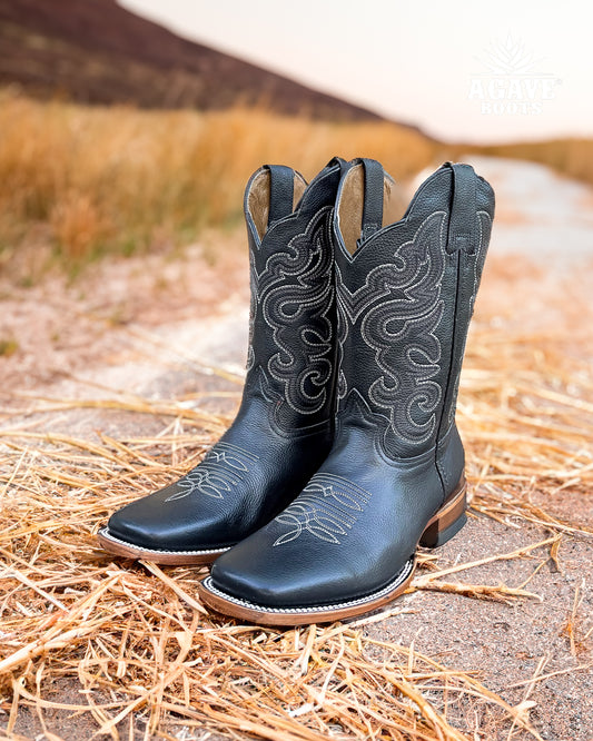 "TOMBSTONE" BLACK | MEN SQUARE TOE WESTERN COWBOY BOOTS