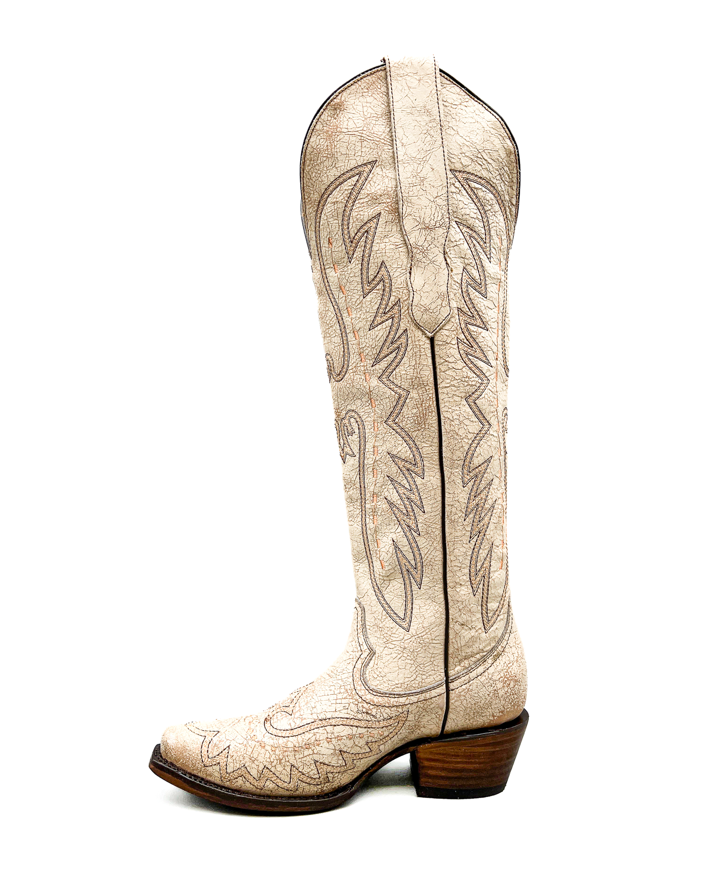 Cowboy Boot Tall Rustic White