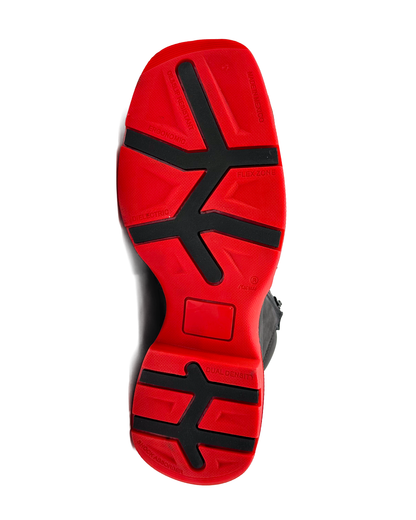Zipper Shoe Black Red Python Rubber Sole