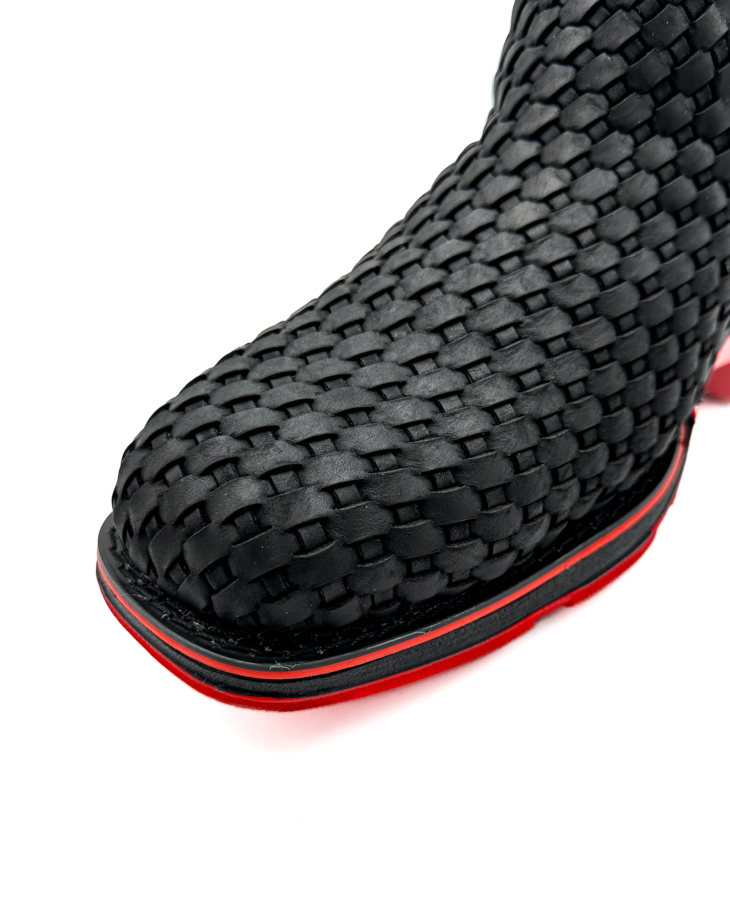 Ankle Boot Weave Woven Black Rubber Sole