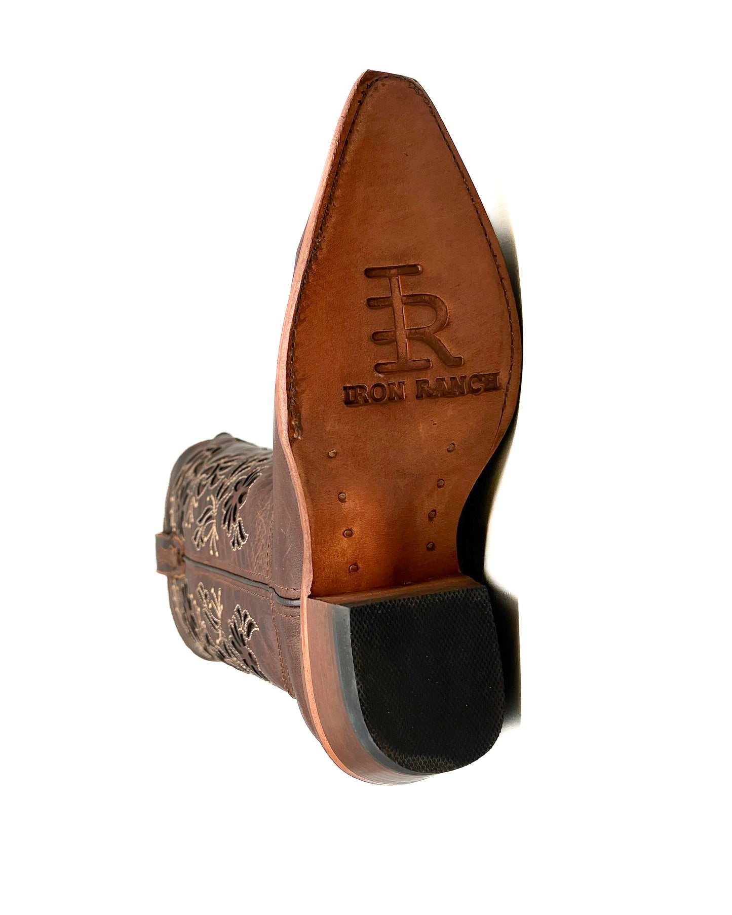 Cowboy Boot Tall Floral Brown