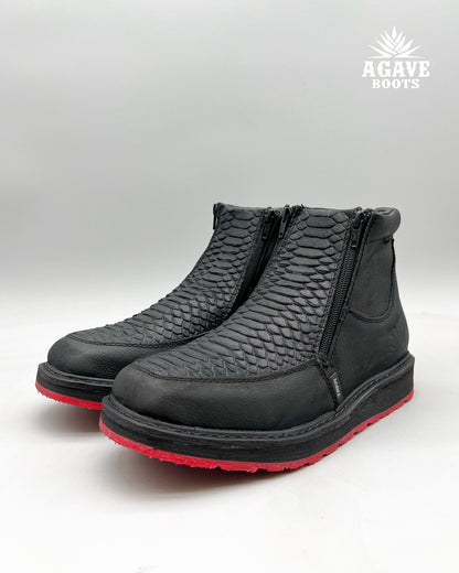 Zipper Shoe Red Bottoms Black Python Rubber Sole