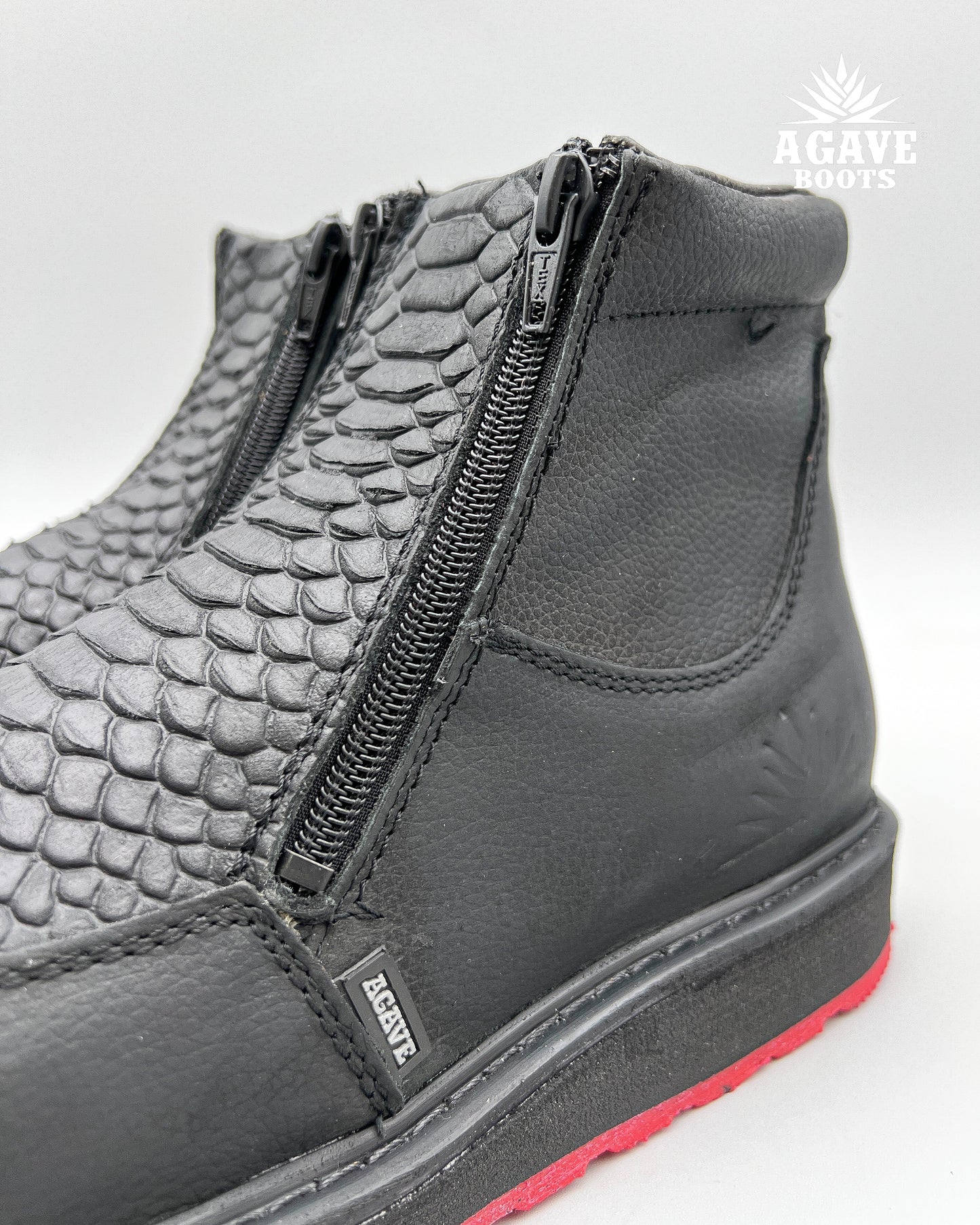 "RED BOTTOMS" PYTHON BLACK  | MEN ZIPPER SHOES