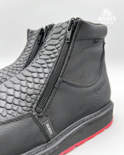 Zipper Shoe Red Bottoms Black Python Rubber Sole