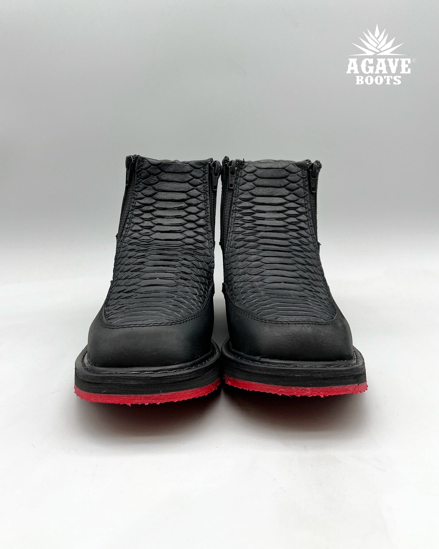 "RED BOTTOMS" PYTHON BLACK  | MEN ZIPPER SHOES